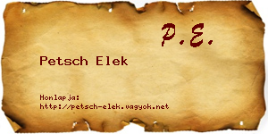 Petsch Elek névjegykártya